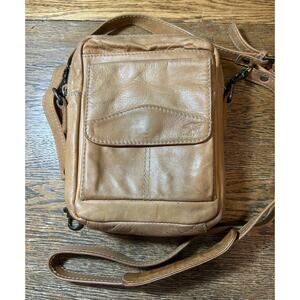Ellington Rucksack Leather Crossbody in Tan Adjustable Strap Wristlet Strap incl